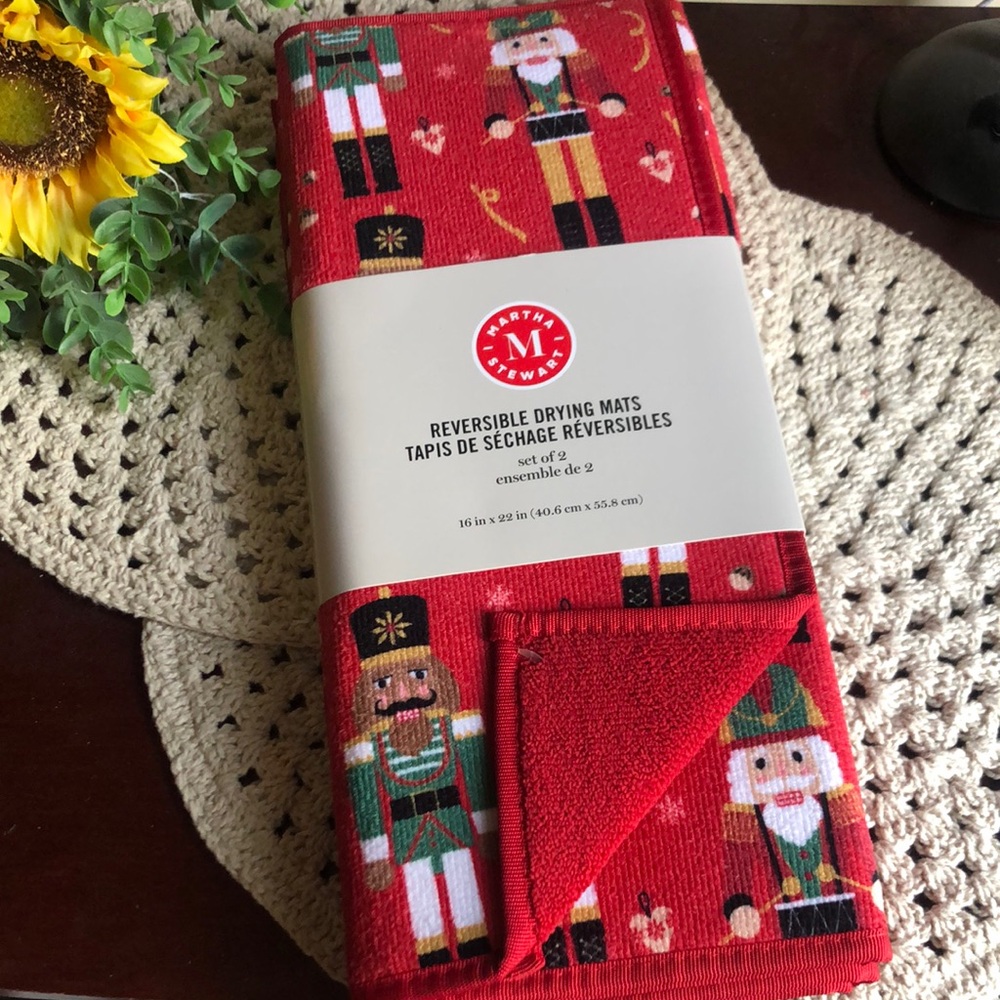 Martha Stewart Festive Red Nutcracker Drying Mats